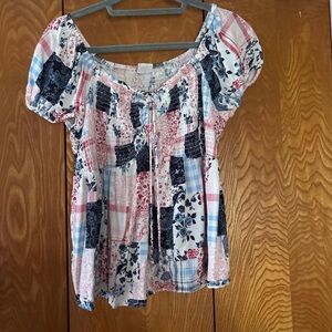 No Boundaries Smocked Puff Sleeve Blouse in Pink and Black